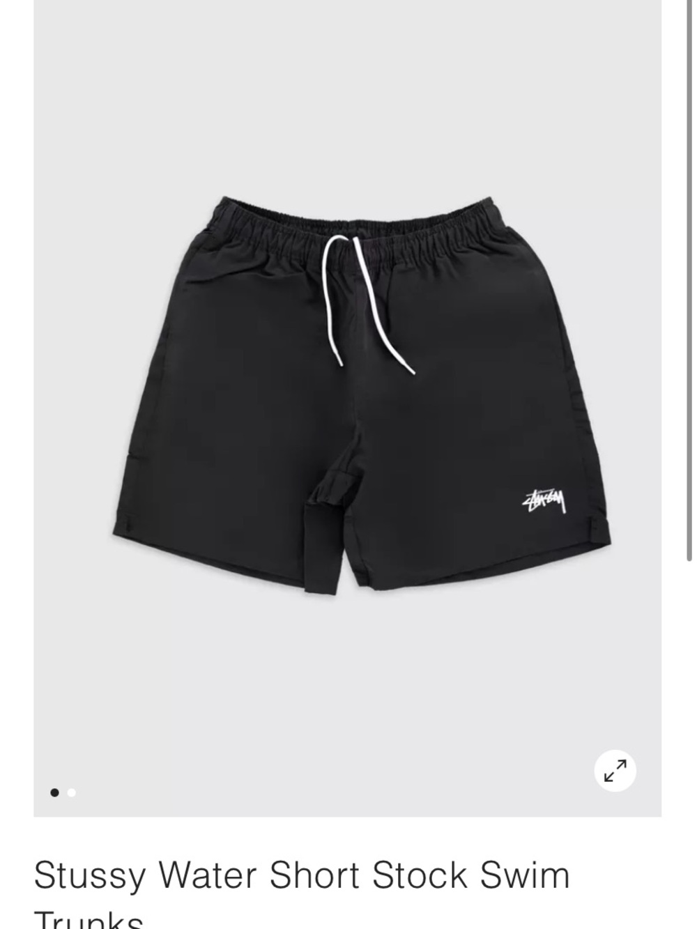 Stussy Black Athletic Swim Shorts with White Drawstring